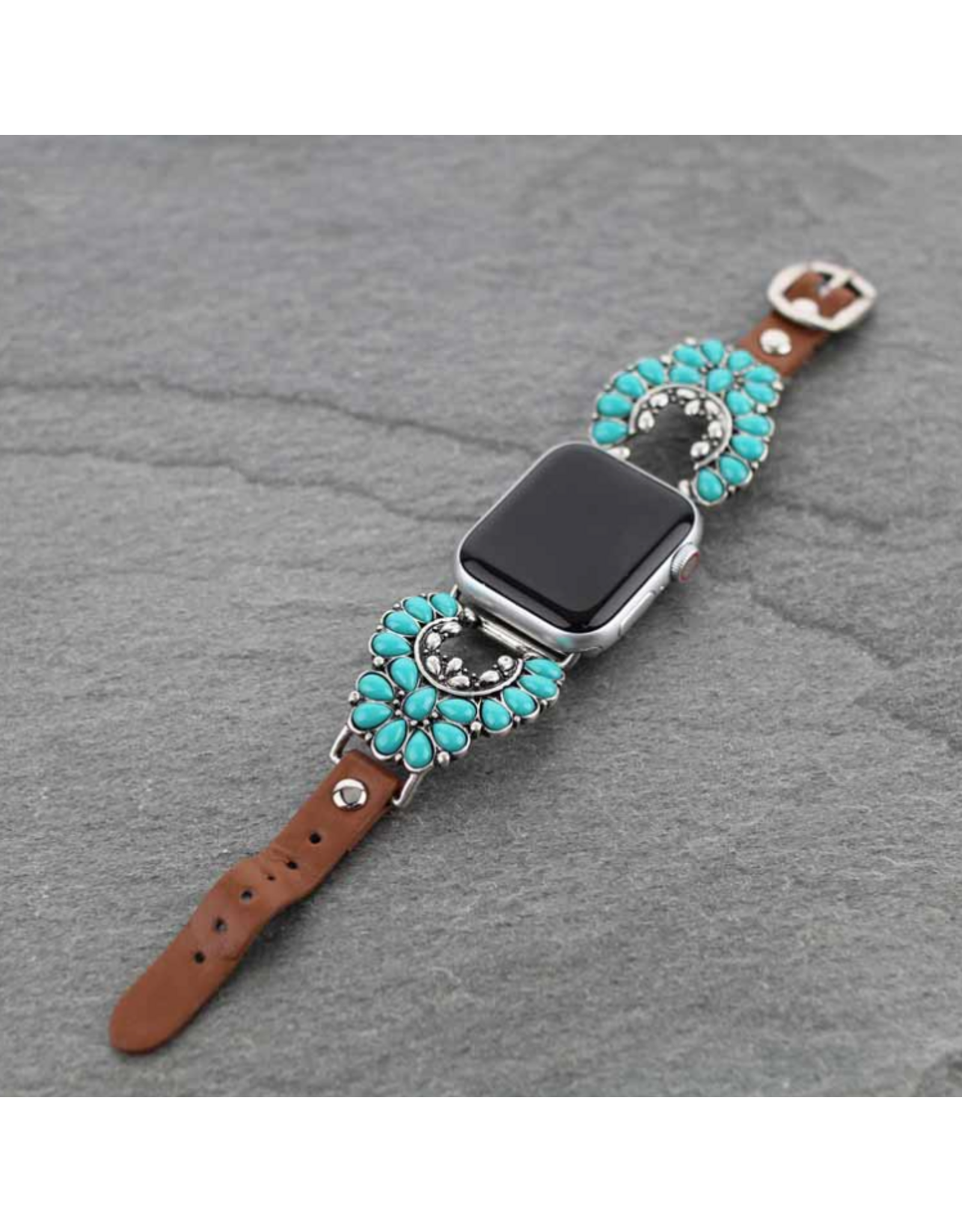 APPLE WATCH BAND LEATHER TURQUOISE SQUASH