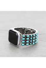 APPLE WATCH BAND CLUSTER TURQ STONES STRETCH