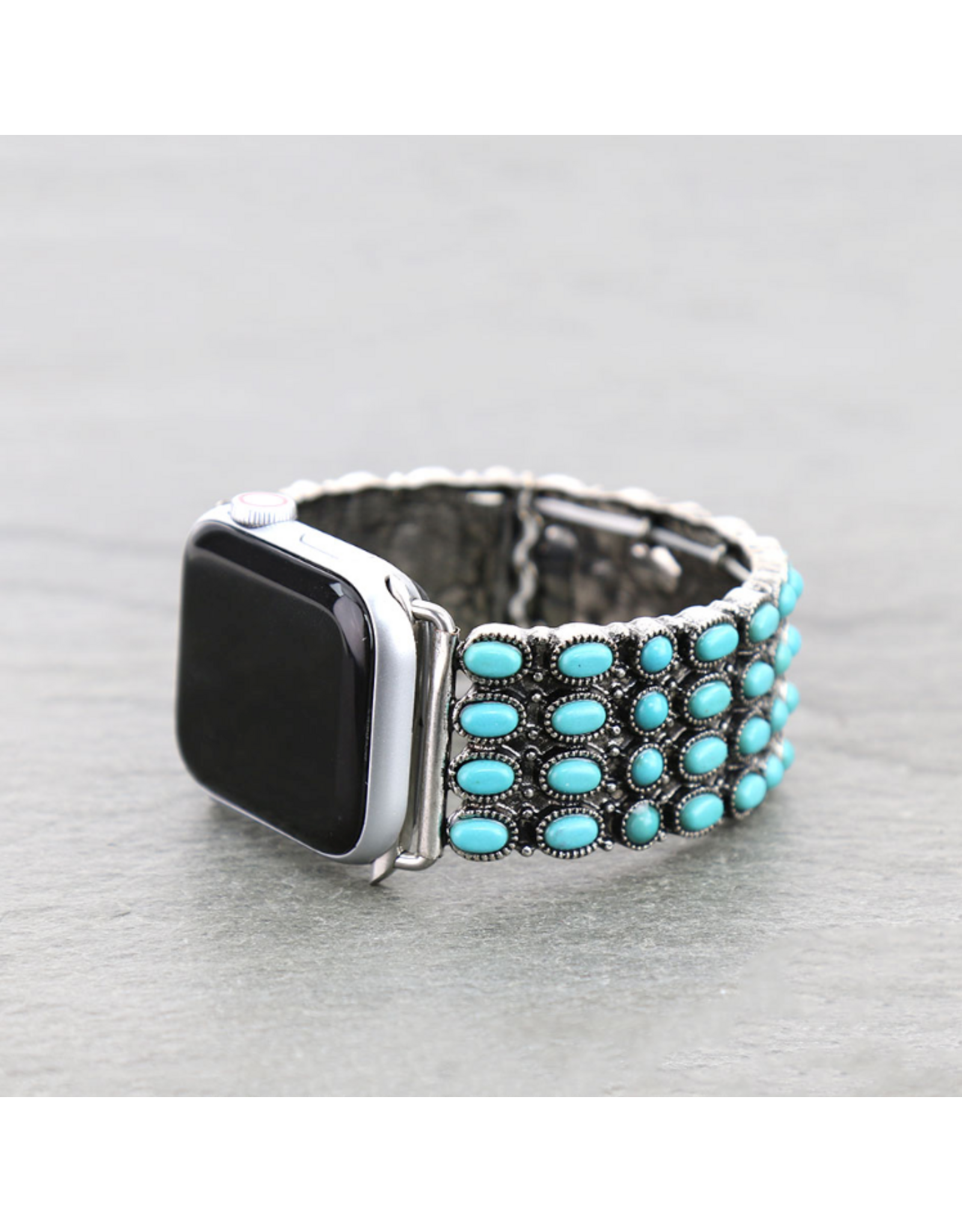 APPLE WATCH BAND CLUSTER TURQ STONES STRETCH