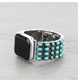APPLE WATCH BAND CLUSTER TURQ STONES STRETCH
