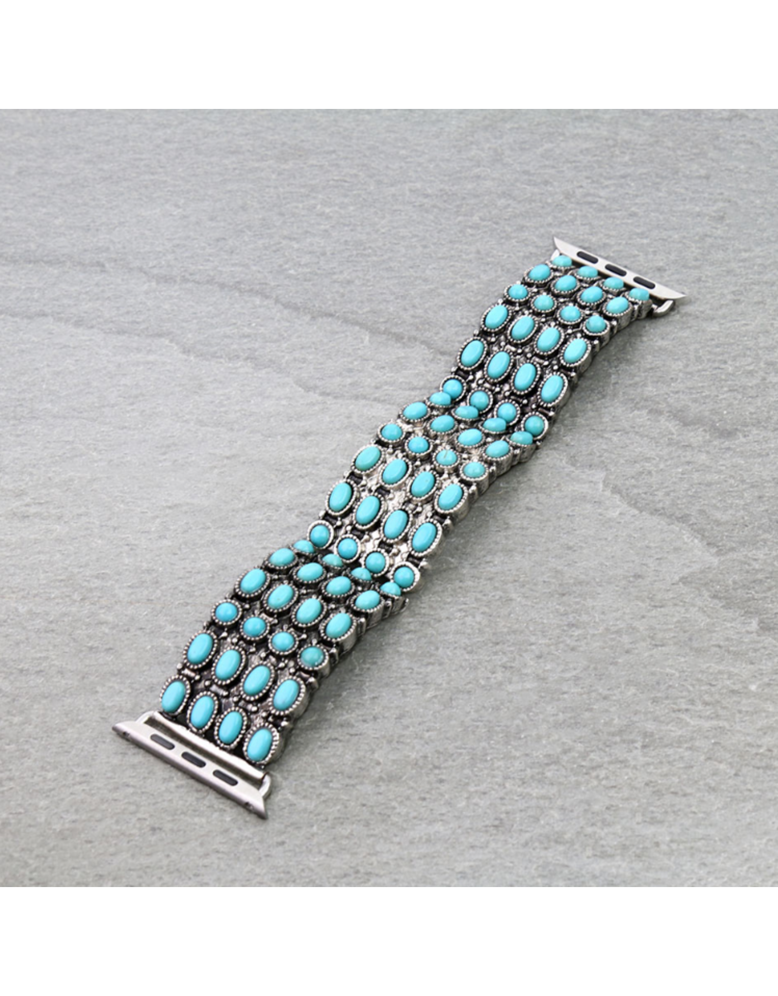 APPLE WATCH BAND CLUSTER TURQ STONES STRETCH