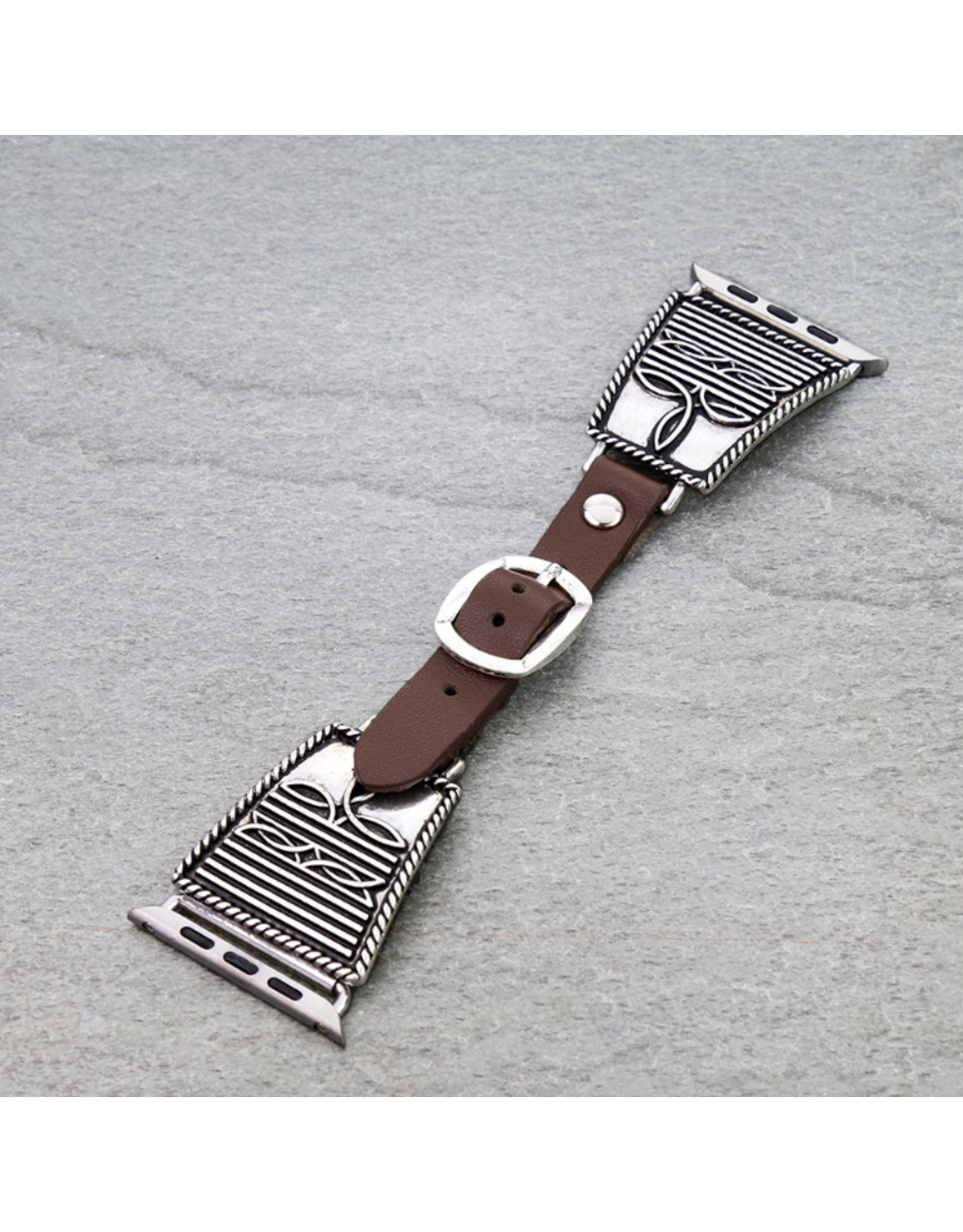 APPLE WATCH BAND LEATHER METAL BOOT STITCH