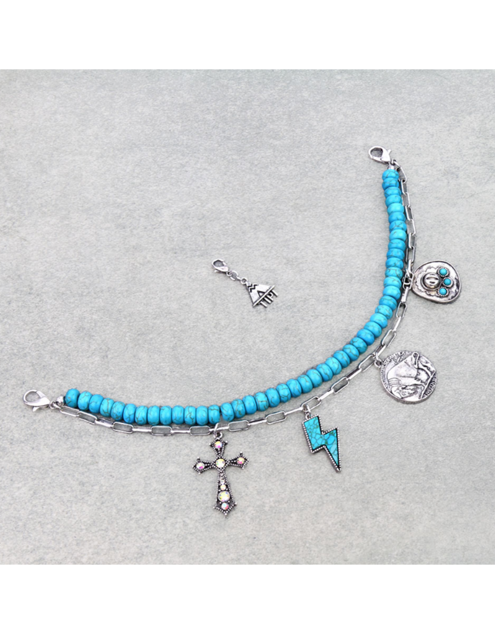 TRUCKER HAT CHAIN TURQUOISE BEADS WESTERN CHARMS