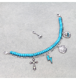 TRUCKER HAT CHAIN TURQUOISE BEADS WESTERN CHARMS