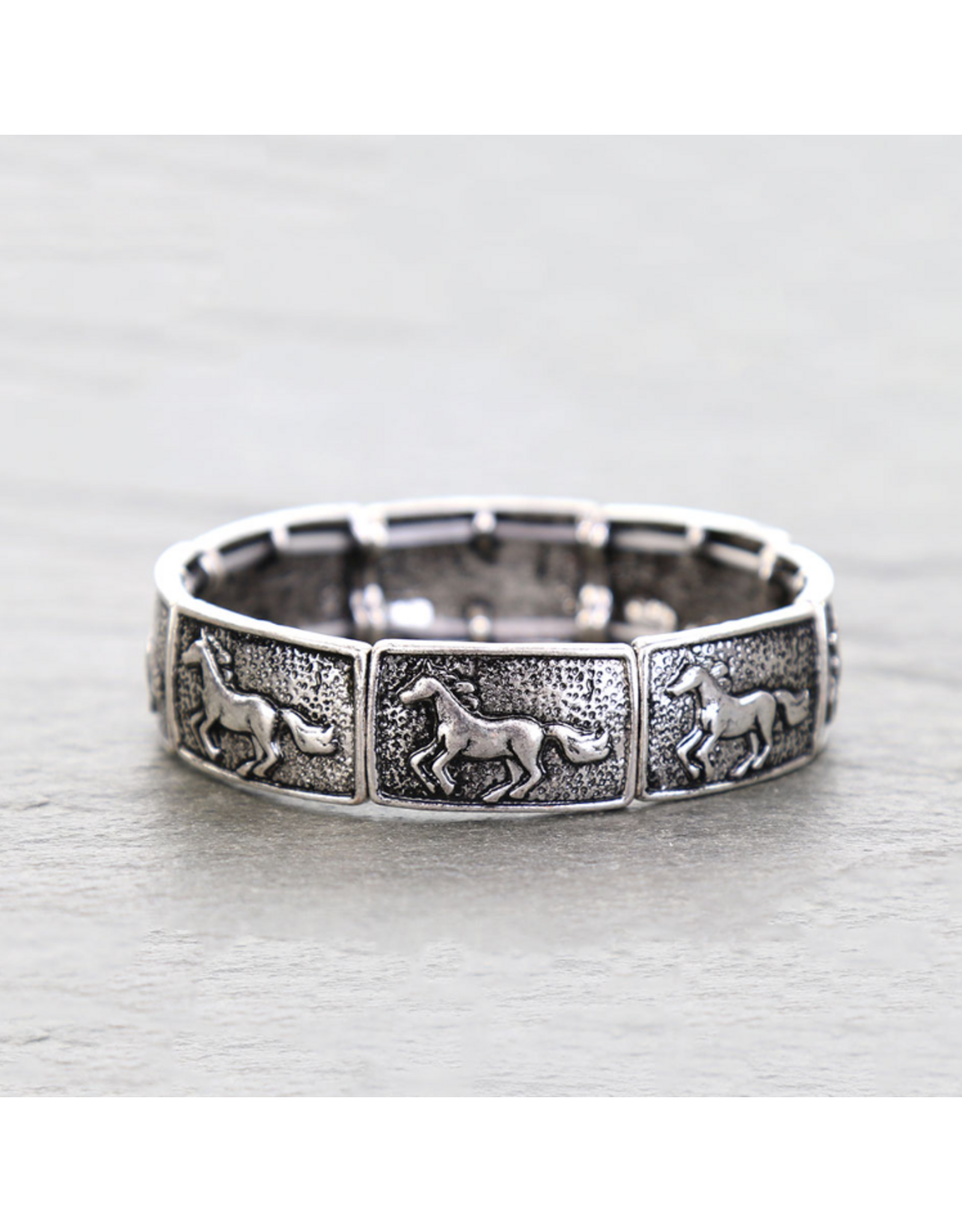 BRACELET WESTERN HORSE SILVER DOUBLE STRETCH