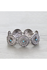BRACELET STRETCH CIRCLE CONCHO TURQUOISE STONES