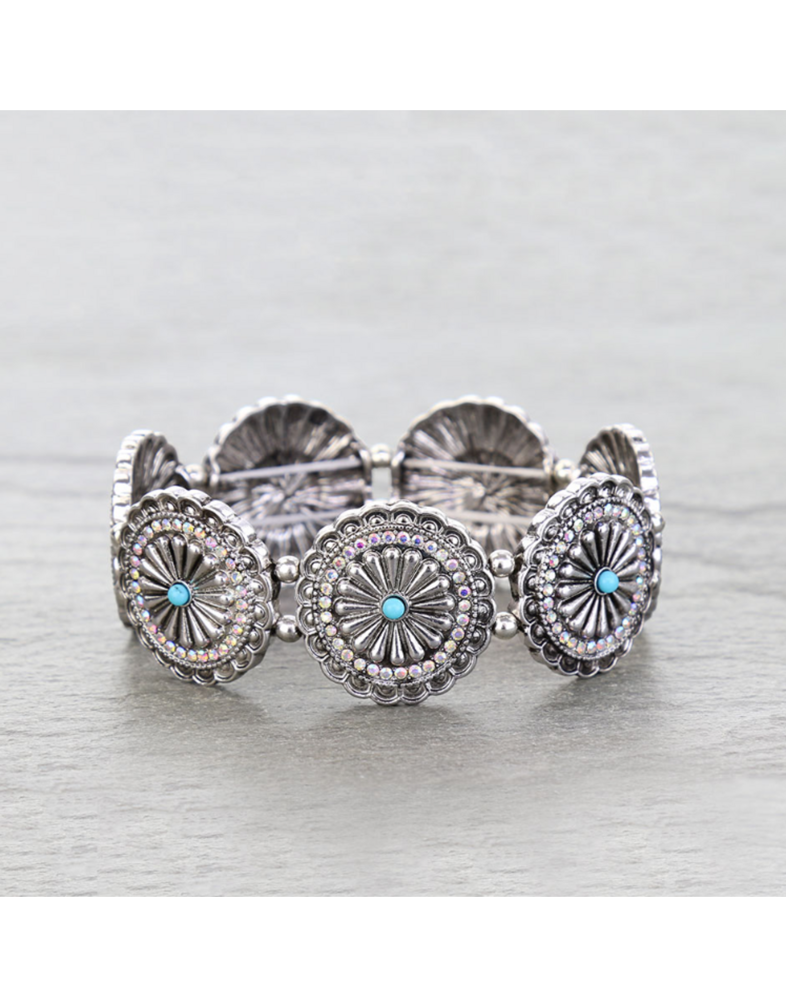 BRACELET STRETCH CIRCLE CONCHO TURQUOISE STONES