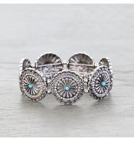 BRACELET STRETCH CIRCLE CONCHO TURQUOISE STONES