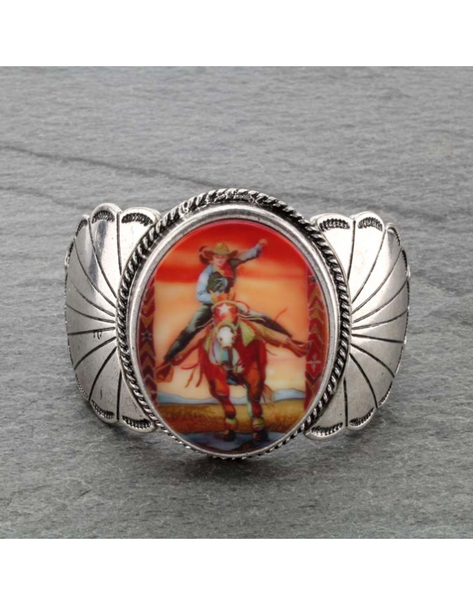 BRACELET CUFF STRETCH COWGIRL RIDING PORTRAIT