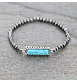 BRACELET STRETCH NAVAJO PEARL BAR