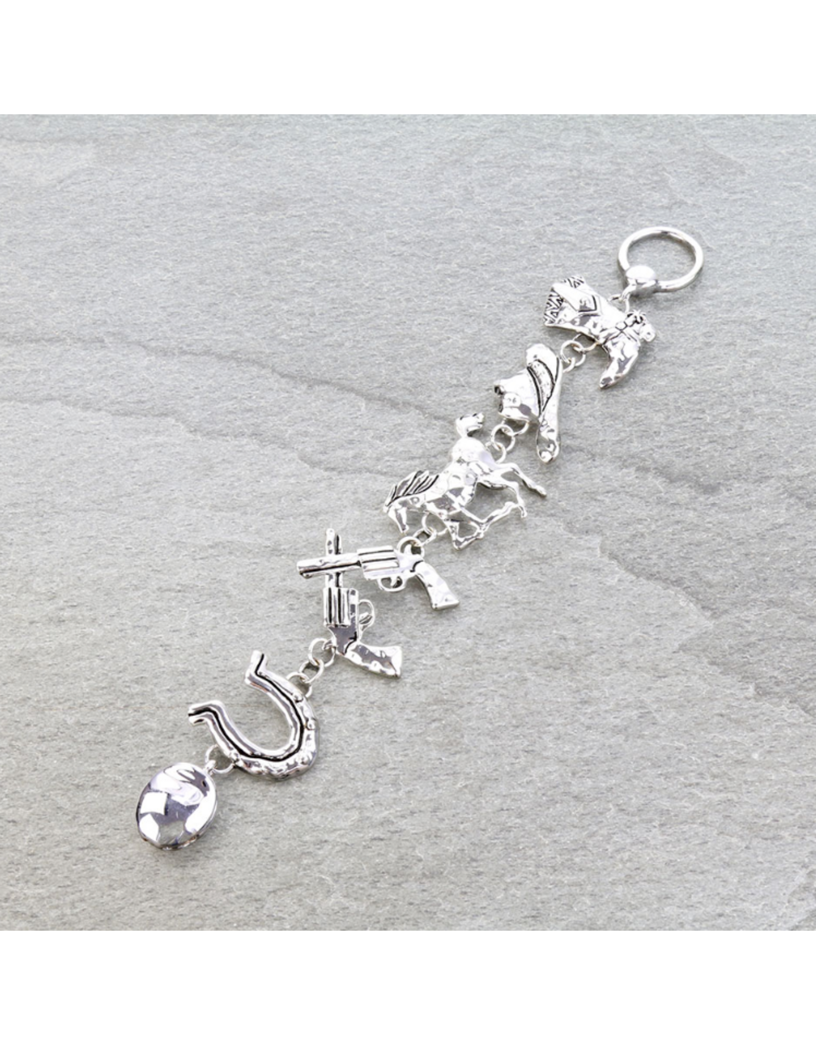 BRACELET SILVER WESTERN VINTAGE MULTI CHARM