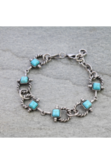 BRACELET WESTERN TXR HORSE BIT & TURQUOISE LINK