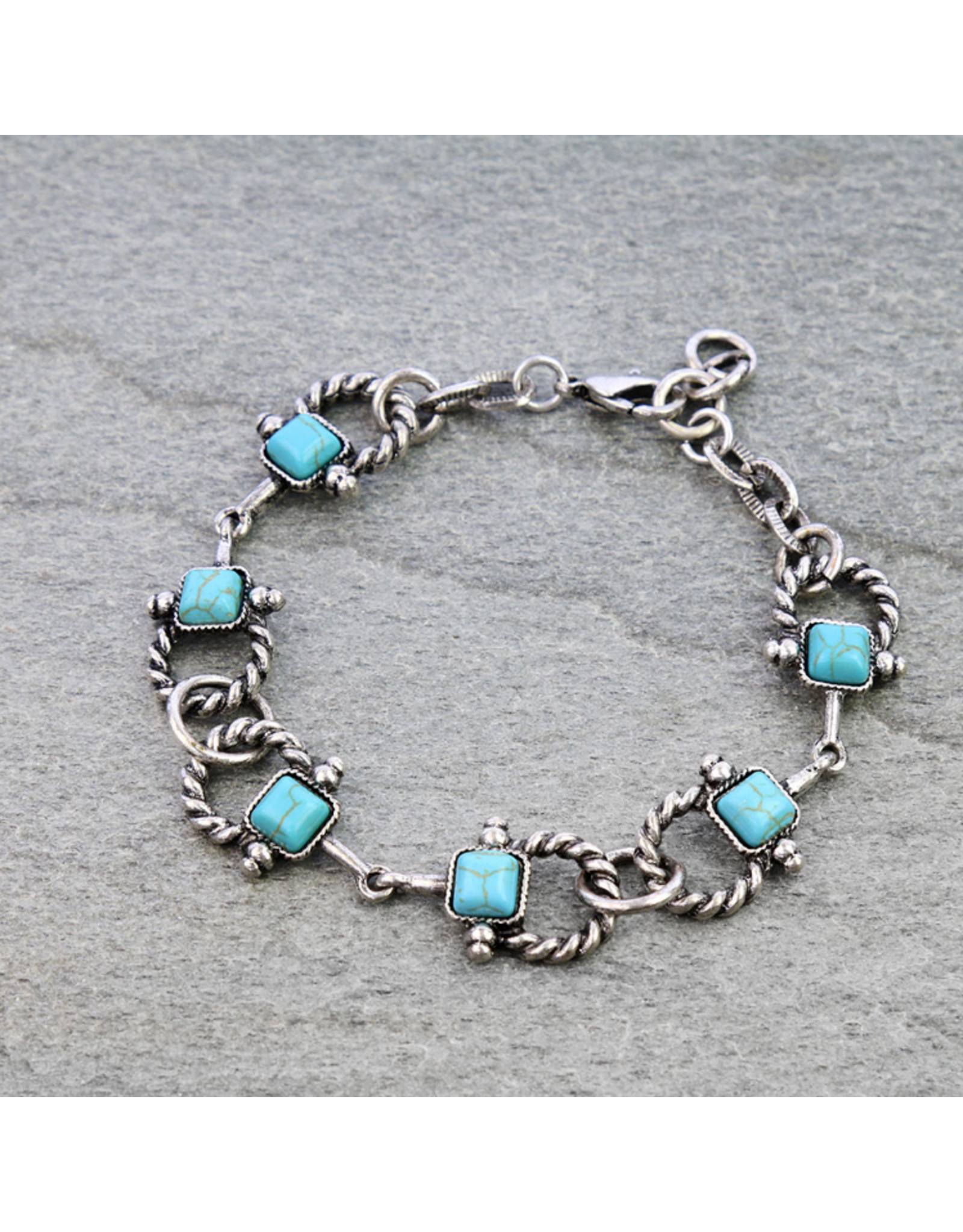 BRACELET WESTERN TXR HORSE BIT & TURQUOISE LINK