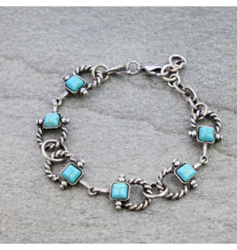 BRACELET WESTERN TXR HORSE BIT & TURQUOISE LINK