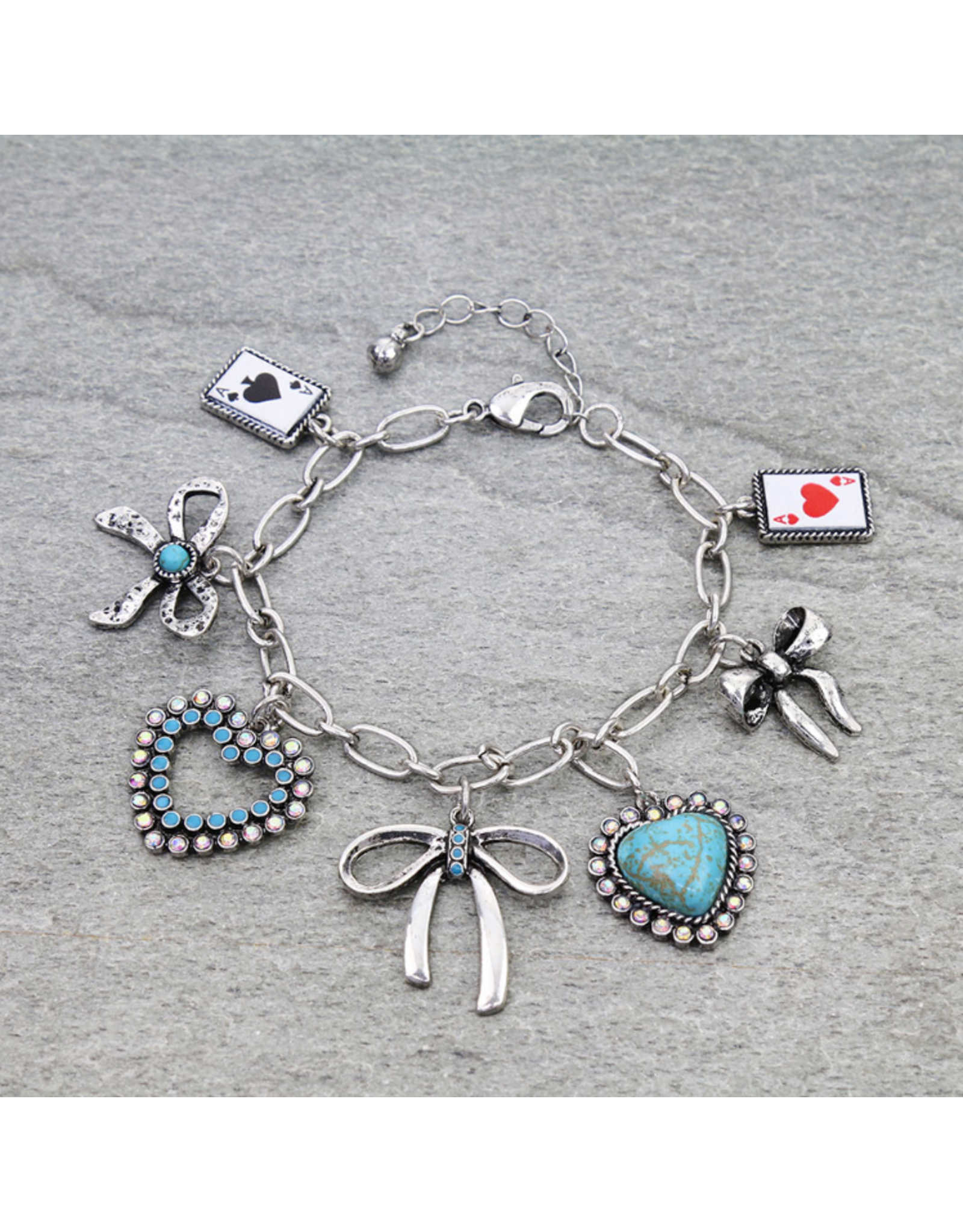 BRACELET CHARM LINK MULTI BOW CHARM