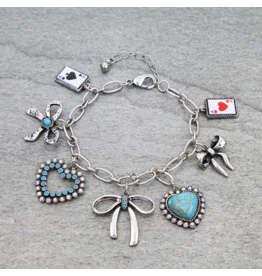 BRACELET CHARM LINK MULTI BOW CHARM