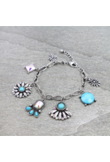 BRACELET CHARM LINK WESTERN CHARMS TURQUOISE CONCHO