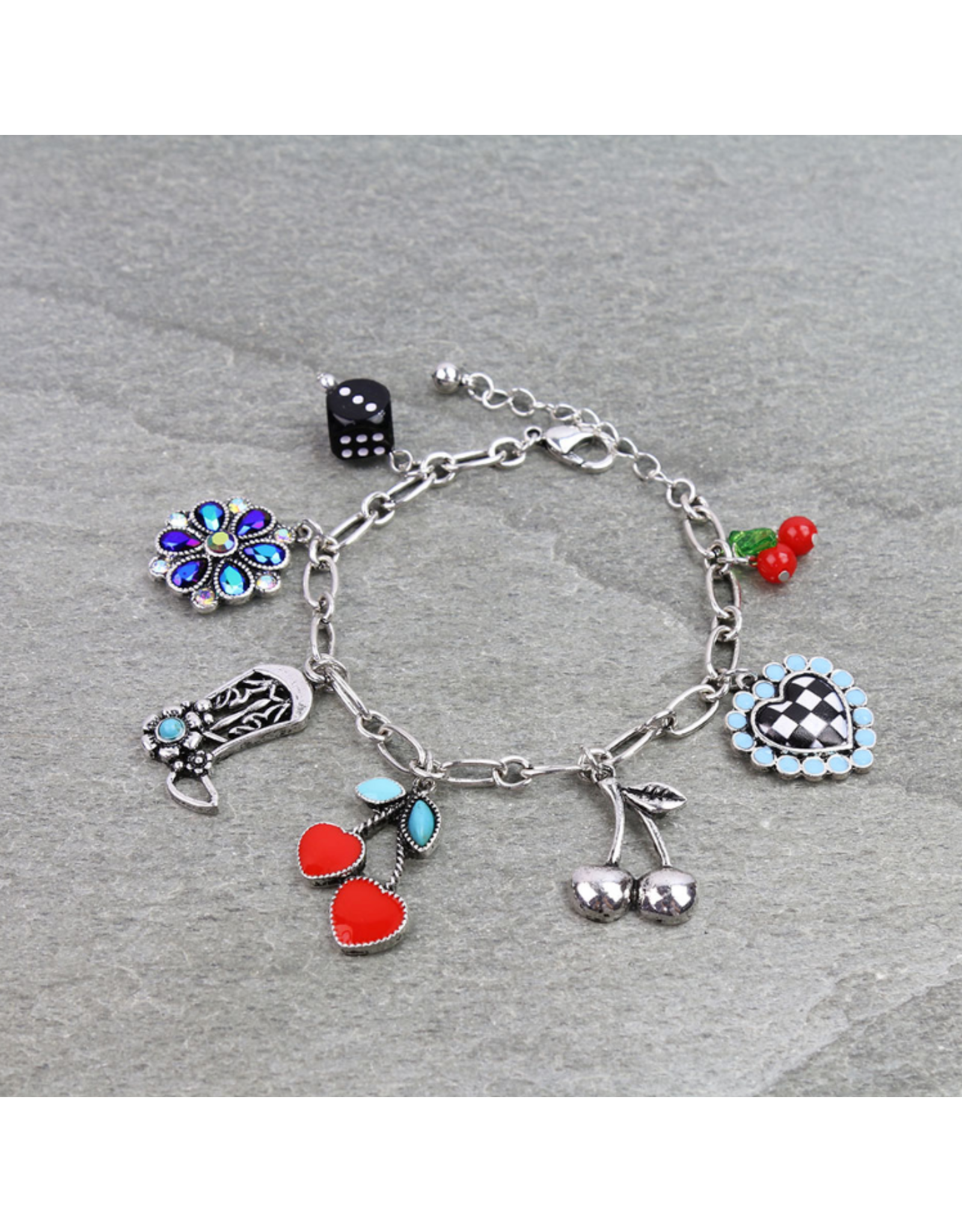 CHARM BRACELET WESTERN GAMBLE THEME CHARM LINK