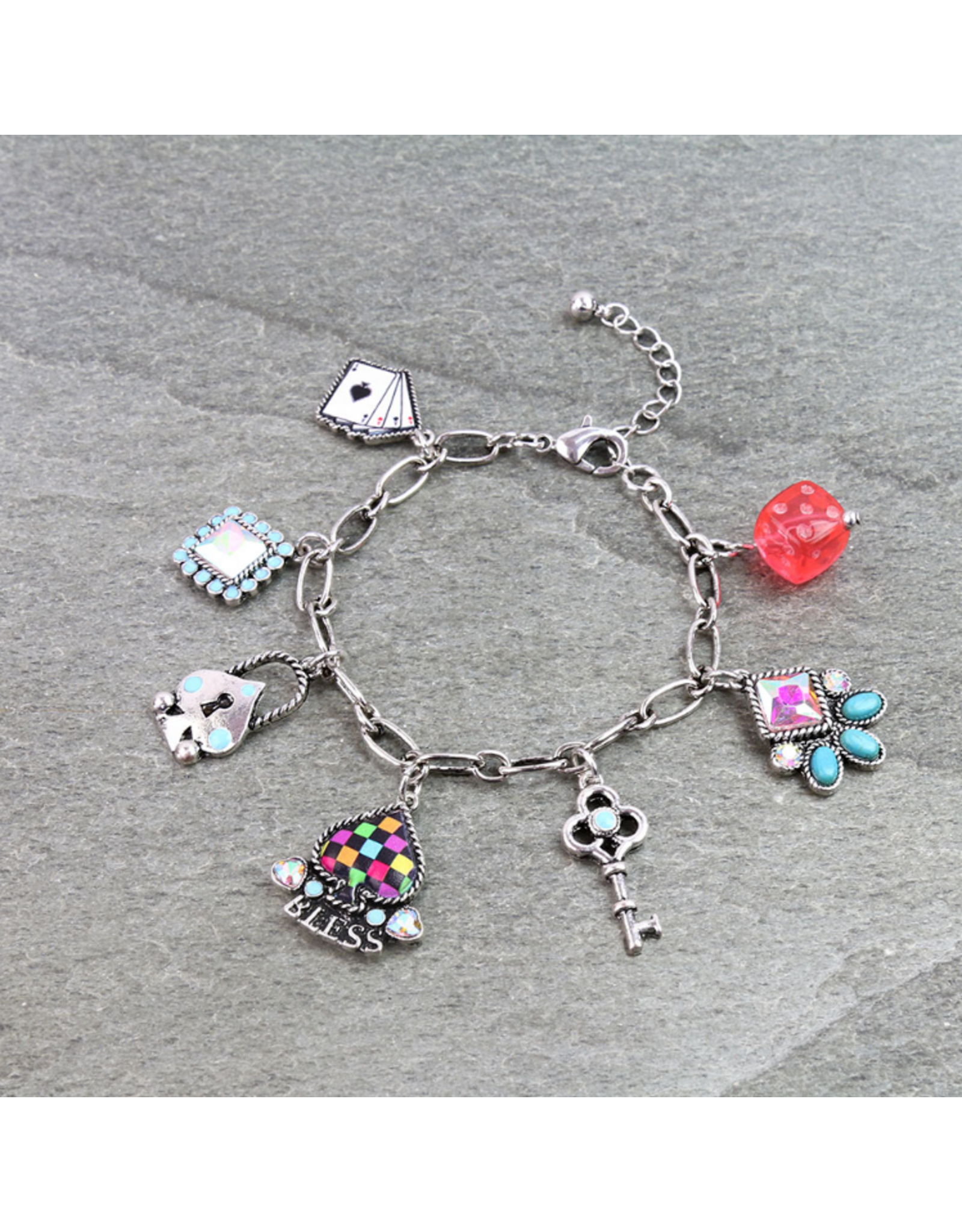 CHARM BRACELET WESTERN SPADE MULTICOLOR  CHARM LINK