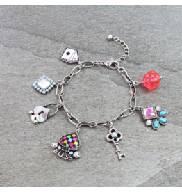 CHARM BRACELET WESTERN SPADE MULTICOLOR  CHARM LINK