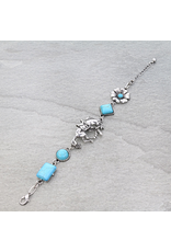 CHARM LINK BRACELET WESTERN HORSE AND TURQUOISE STONES