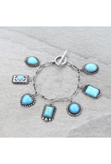 TOGGLE BRACELET WESTERN TURQUOISE SHAPE CHARMS