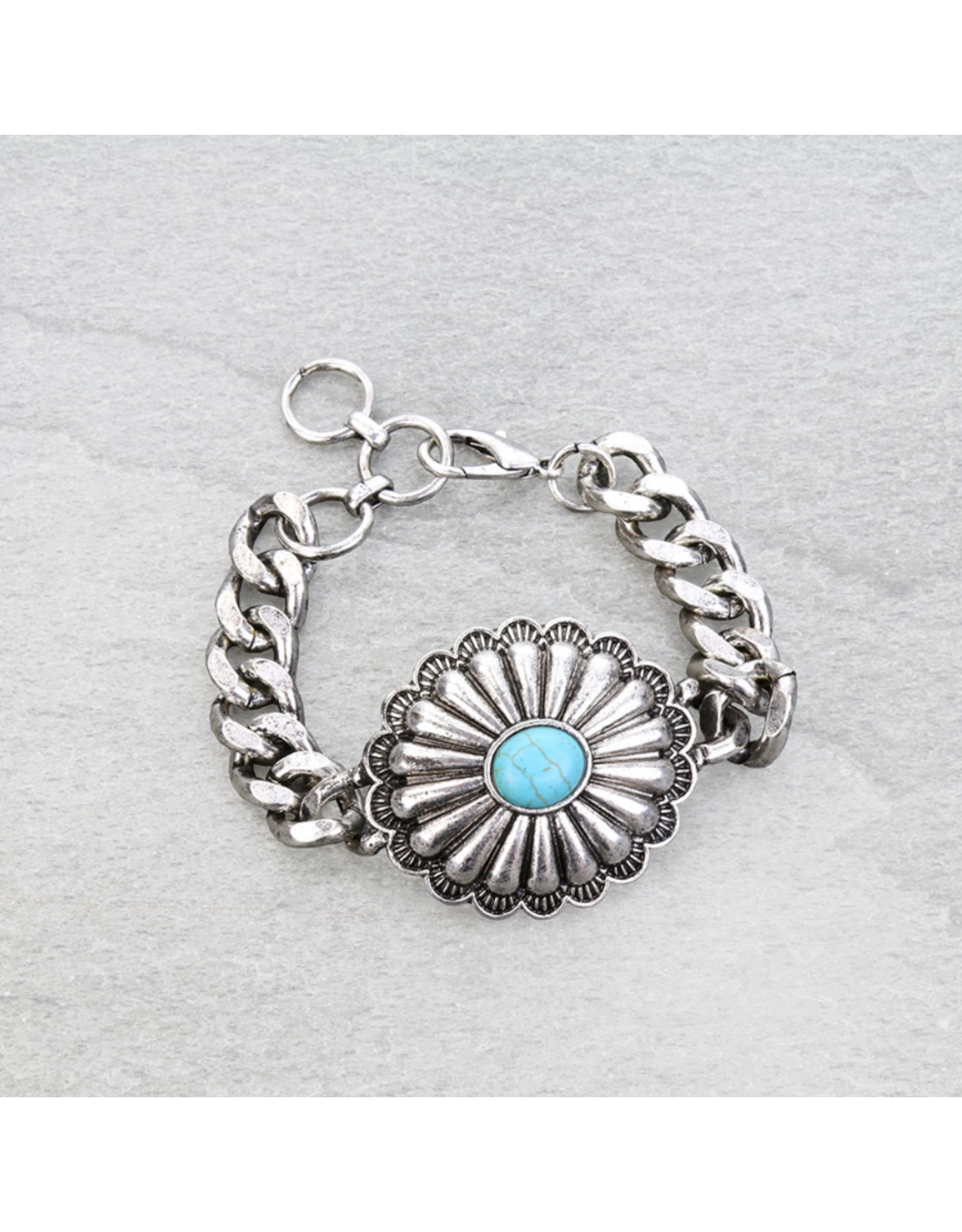 BRACELET WESTERN CONCHO STONE LINK