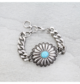 BRACELET WESTERN CONCHO STONE LINK