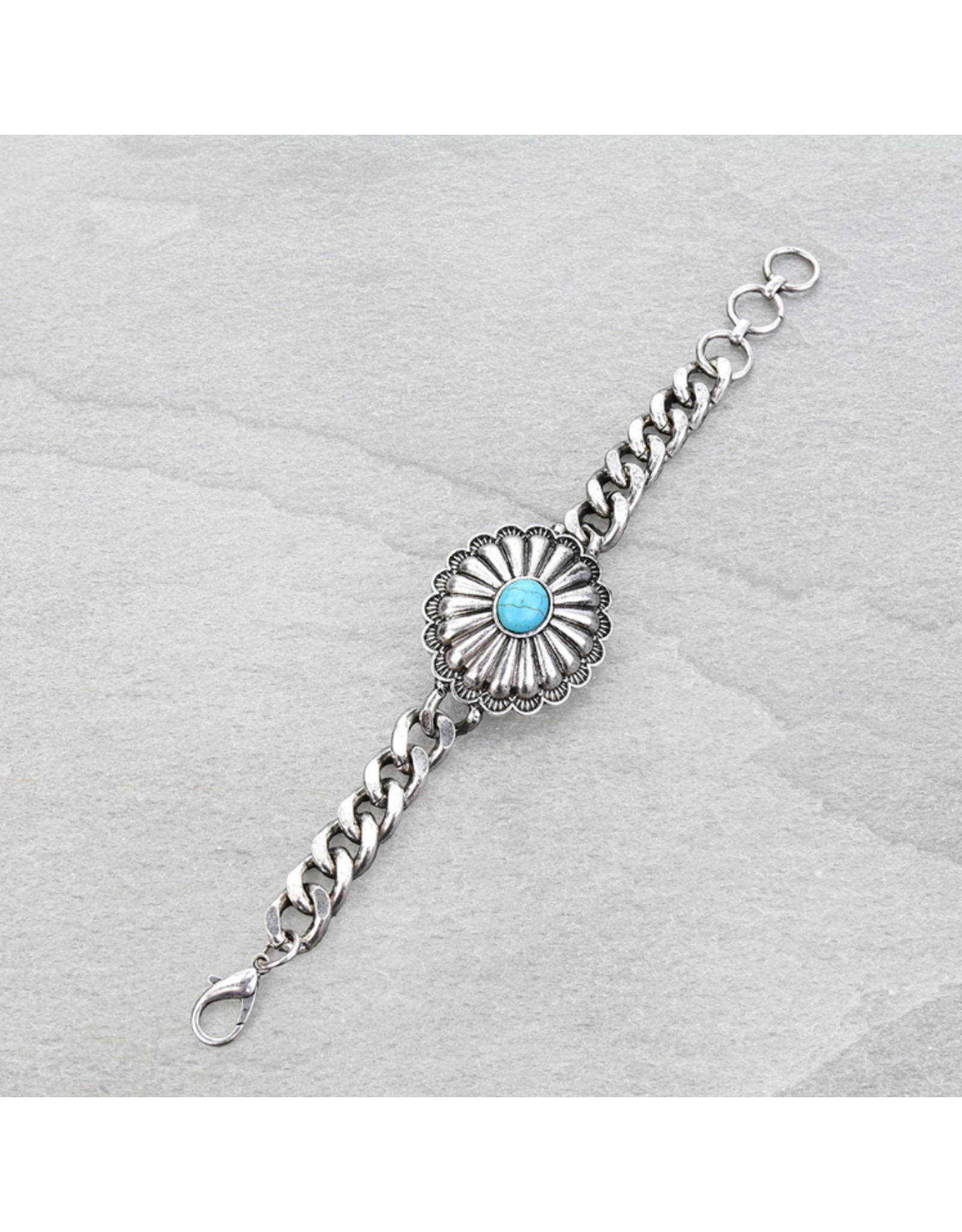 BRACELET WESTERN CONCHO STONE LINK