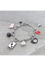 CHARM BRACELET WESTERN CHARMS DICE CARDS PINK HAT