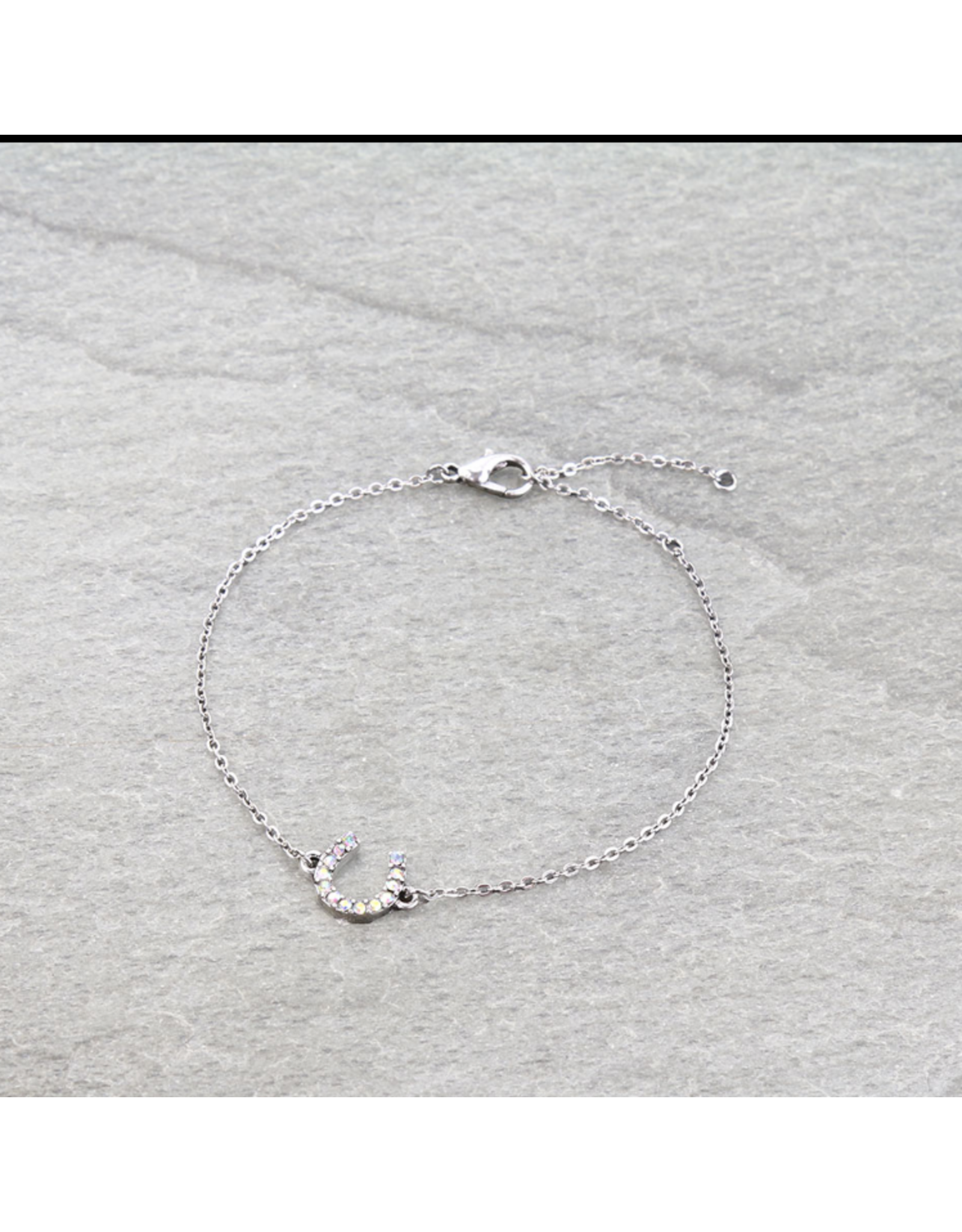 BRACELET LINK PAVE STONE HORSESHOE