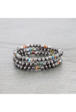 BRACELET NAVAJO STYLE PEARL AND IRREGULAR BEADS MULTI COLOR