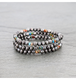 BRACELET NAVAJO STYLE PEARL AND IRREGULAR BEADS MULTI COLOR