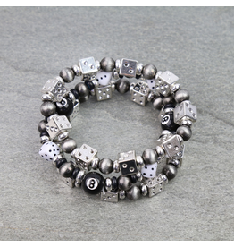 BRACELET STACK NAVAJO PEARL AND DICE STRETCH