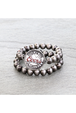 BRACELET STACK OF 2 BIG NAVAJO PEARLS COORS LOGO