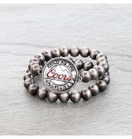BRACELET STACK OF 2 BIG NAVAJO PEARLS COORS LOGO