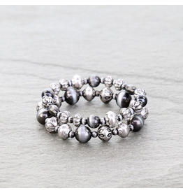 BRACELET STRETCH SET OF 2 TXR AND NAVAJO PEARL