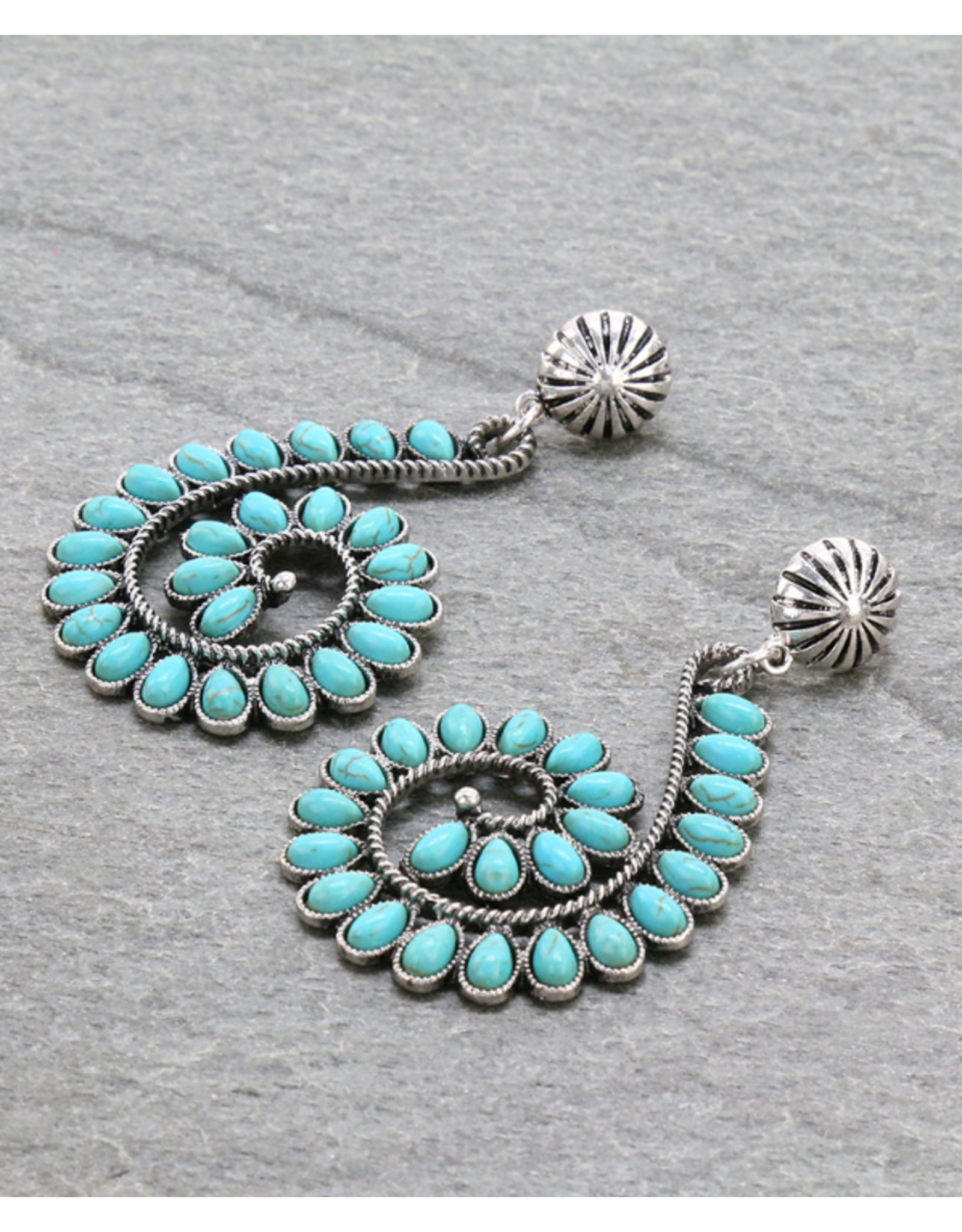 EARRING CONCHO POST TURQUOISE SWIRL DANGLE