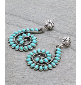 EARRING CONCHO POST TURQUOISE SWIRL DANGLE