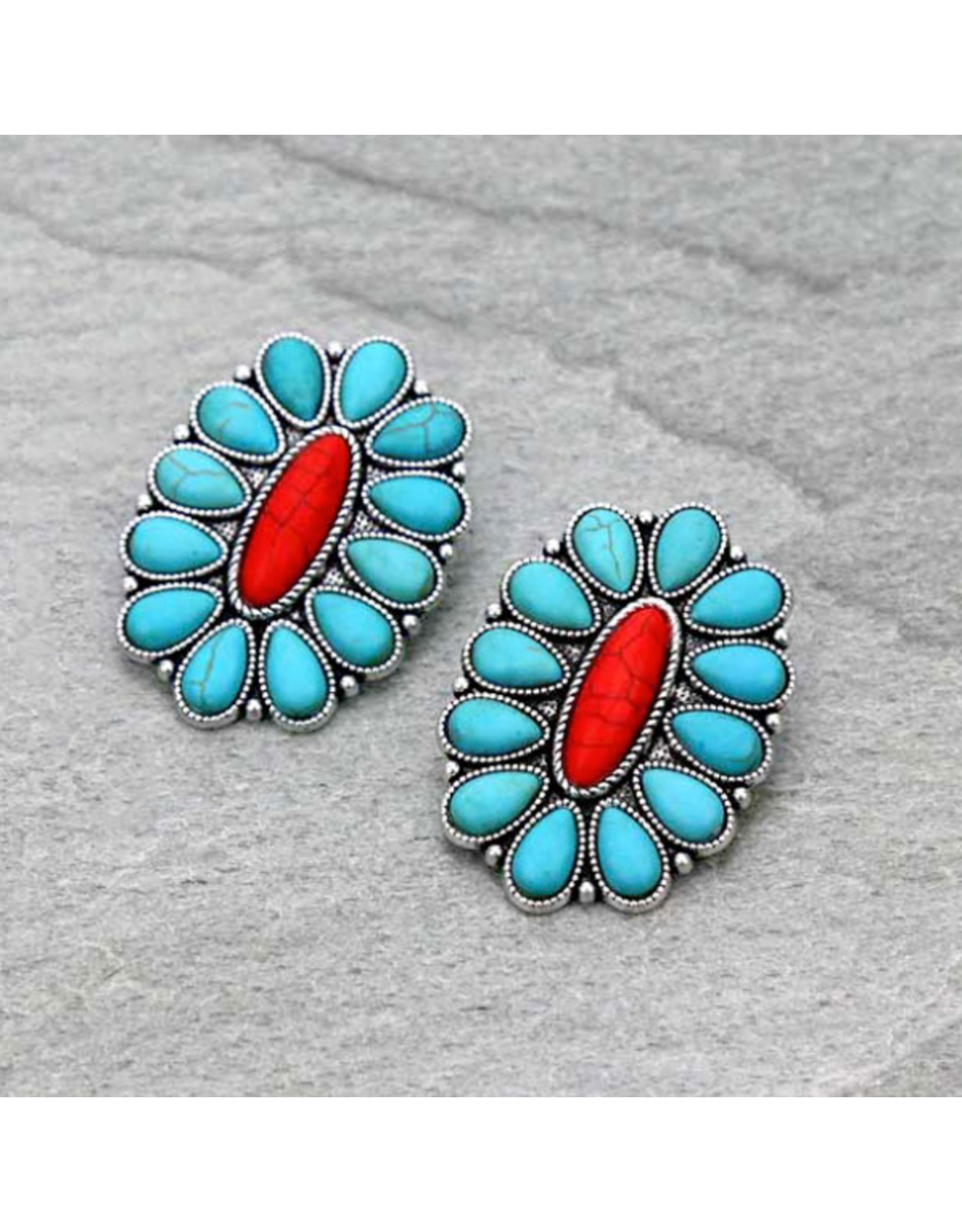 EARRINGS STUD WESTERN CONCHO