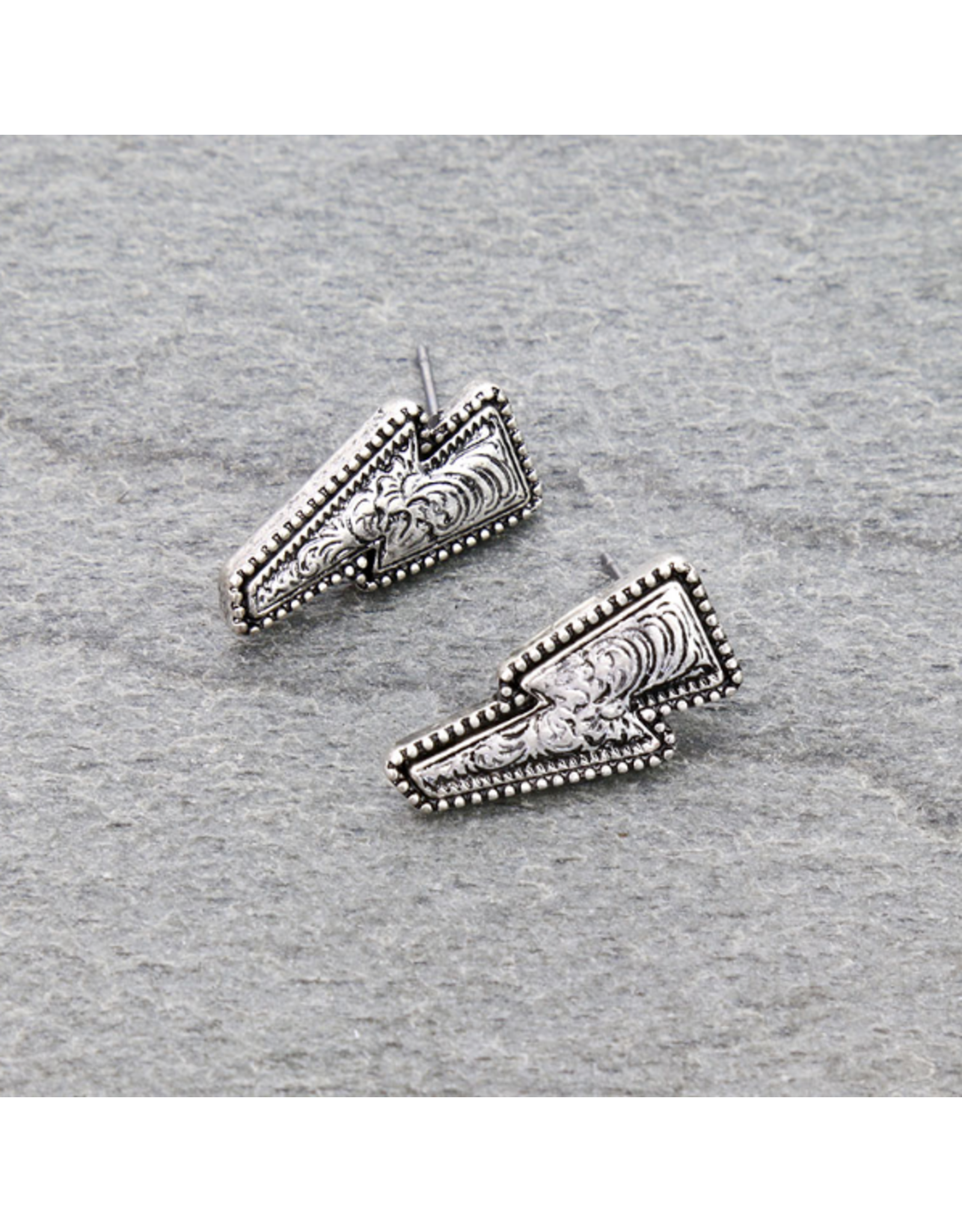 EARRING STUD LIGHTING BOLT DAINTY SILVER