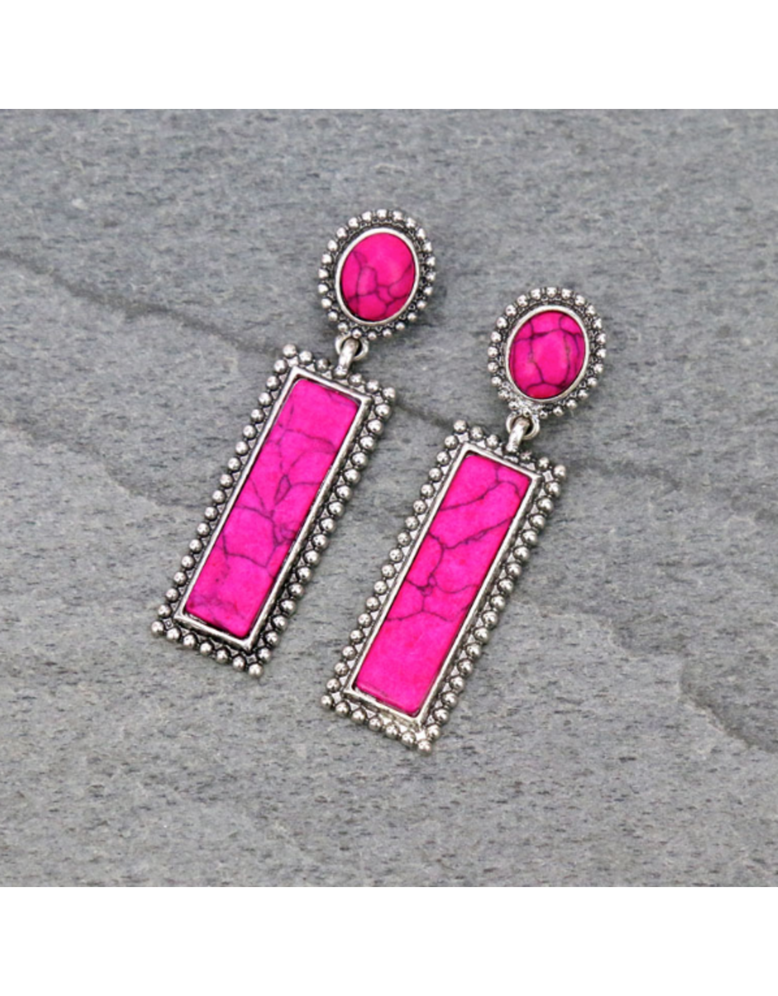 EARRING CIRCLE POST RECTANGLE DANGLE