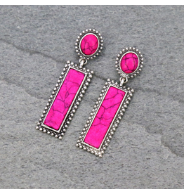 EARRING CIRCLE POST RECTANGLE DANGLE