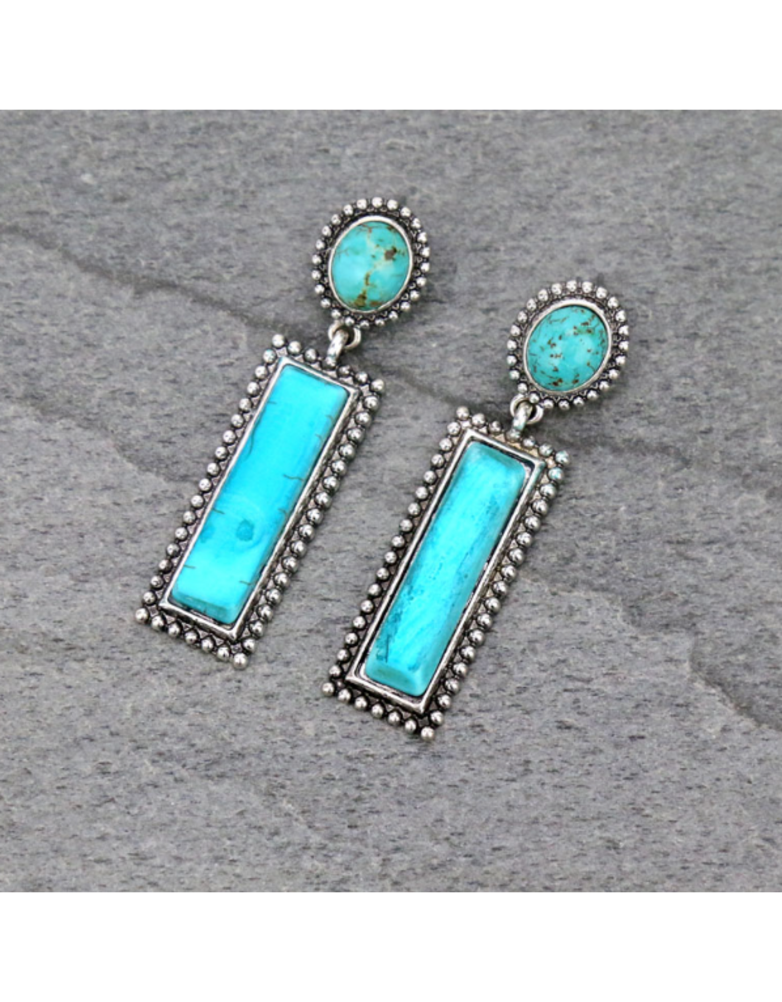 EARRING CIRCLE POST RECTANGLE DANGLE
