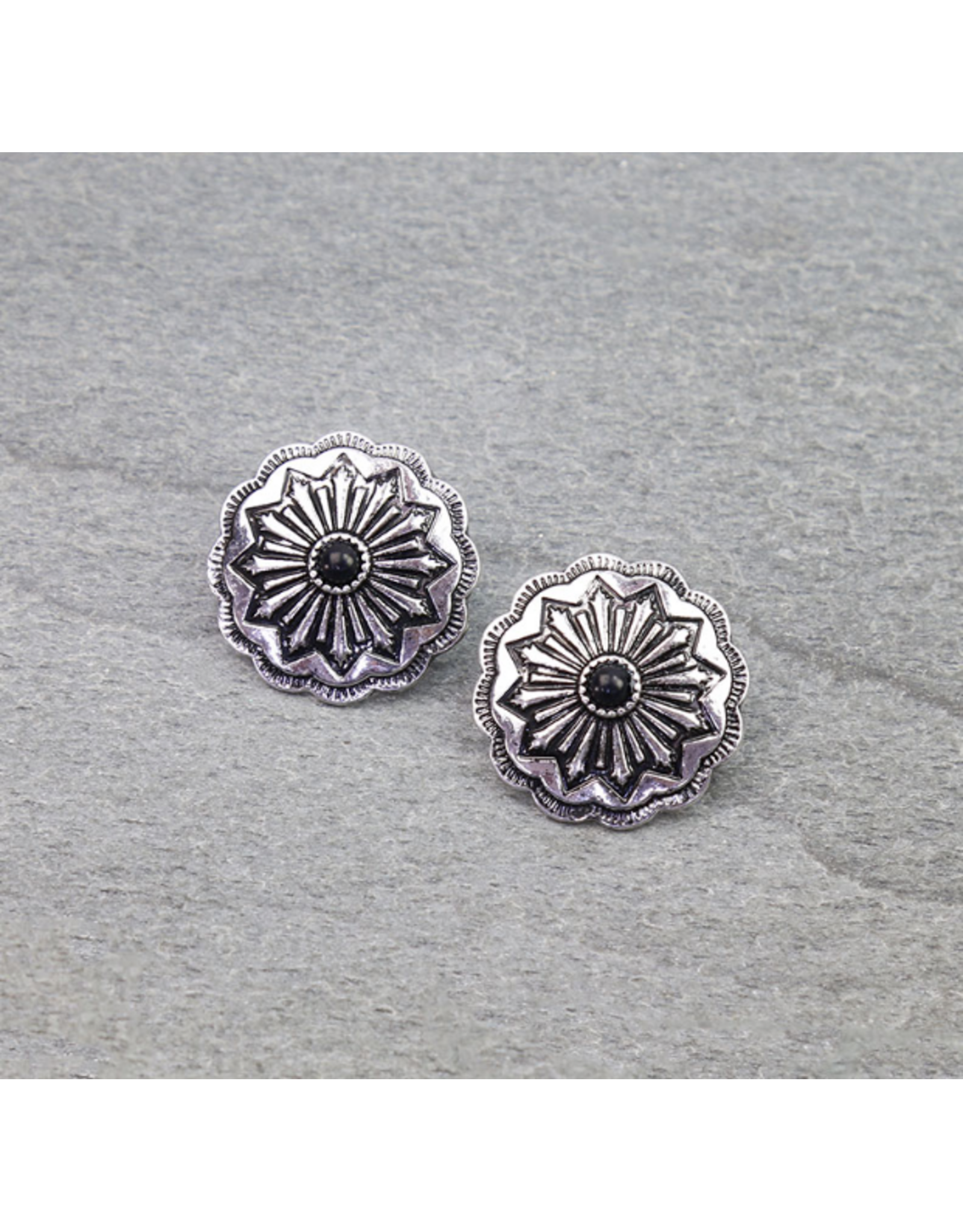 EARRING STUD WESTERN CONCHO MIDDLE STONE