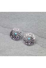 EARRING STUD WESTERN CONCHO MIDDLE STONE