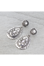 EARRING DANGLE STUD TEARDROP  ENGRAVED