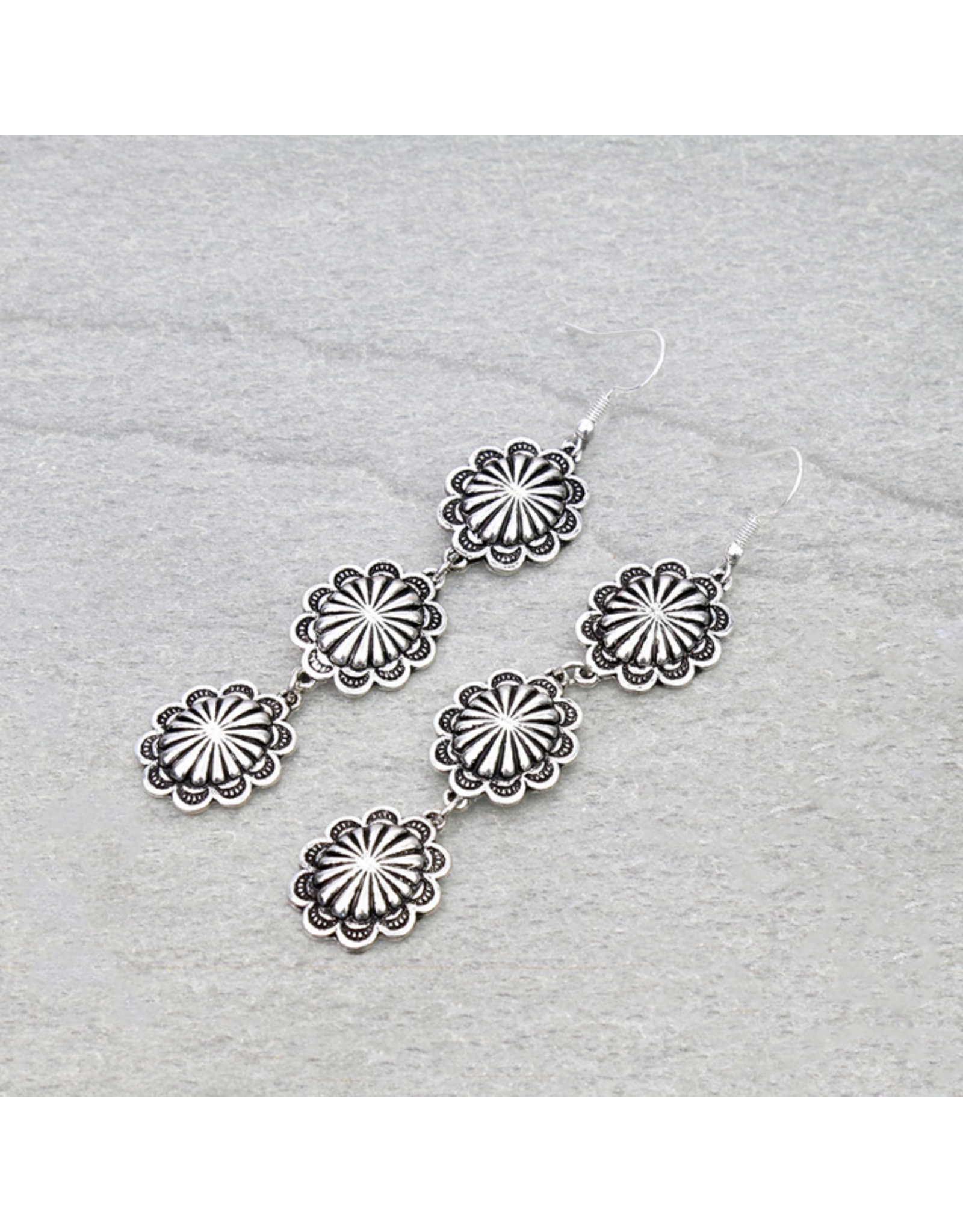 EARRING DANGLE 3 SILVER CONCHO