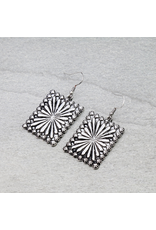 EARRING DANGLE RECTANGLE CONCHO WESTERN
