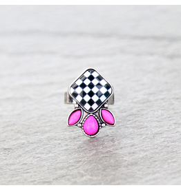 RING CUFF CHECKERED DIAMONDS